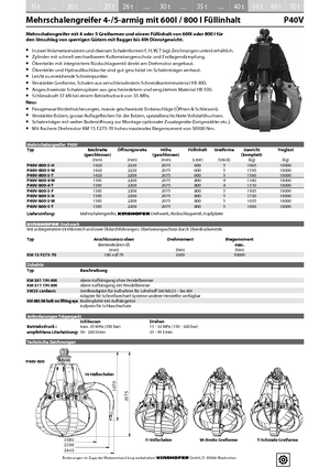Cucharas hidráulicas múltiples Kinshofer P 40 V 800-5 F