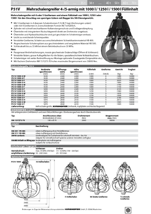 Cucharas hidráulicas múltiples Kinshofer P 51 V 1000-4 T