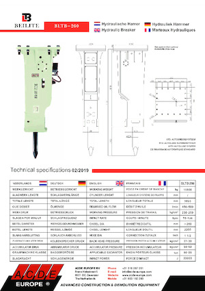 Martillos hidráulicos Beilite BLTB-260