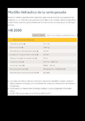 Martillos hidráulicos Epiroc HB 2000