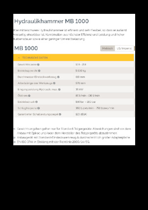 Martillos hidráulicos Epiroc MB 1000