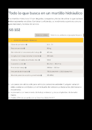 Martillos hidráulicos Epiroc SB 102