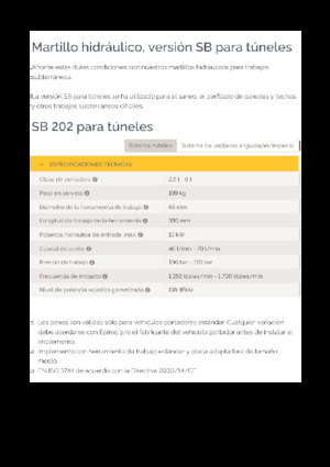Martillos hidráulicos Epiroc SB 202 T