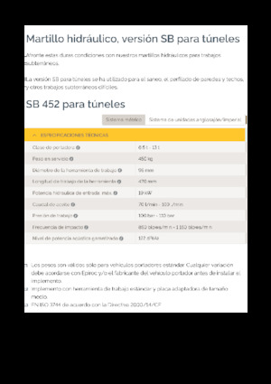 Martillos hidráulicos Epiroc SB 452 T