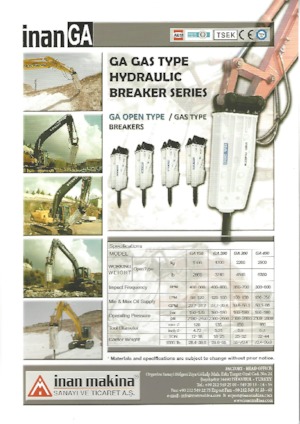 Martillos hidráulicos Inan Makina GA200