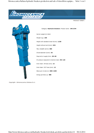 Martillos hidráulicos Idromeccanica IMI 18 M