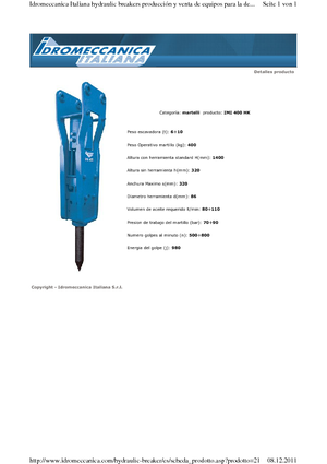 Martillos hidráulicos Idromeccanica IMI 400