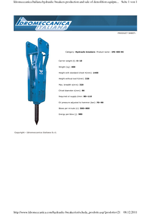 Martillos hidráulicos Idromeccanica IMI 400