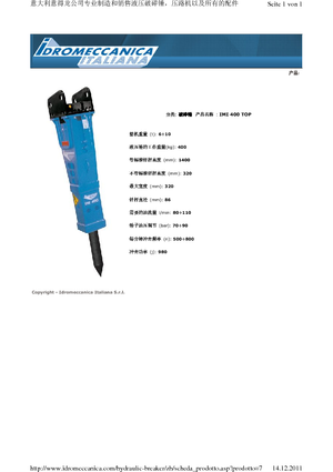 Martillos hidráulicos Idromeccanica IMI 400 Top