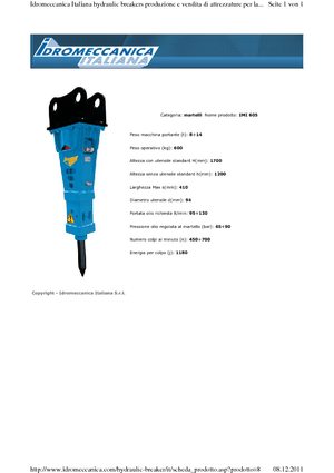 Martillos hidráulicos Idromeccanica IMI 605
