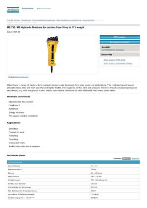 Martillos hidráulicos Atlas Copco MB 750