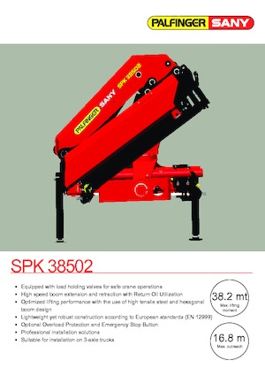 Grúas de carga hidráulicas Sany SPK 38502 E