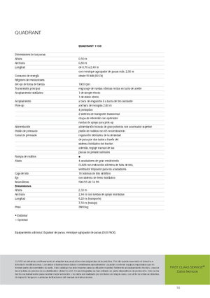 Empacadoras gigantes + de alta presión Claas Quadrant 1150