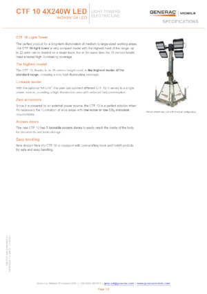 Torres de iluminación Generac Mobile CTF-10