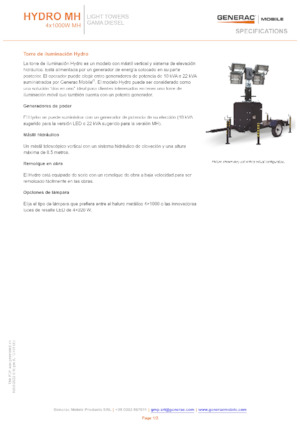 Torres de iluminación Generac Mobile Hydro MH