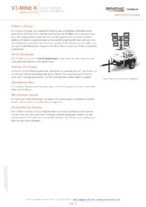 Torres de iluminación Generac Mobile VT-MINE K
