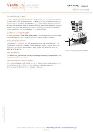 Torres de iluminación Generac Mobile VT-MINE K