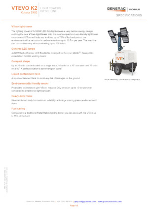 Torres de iluminación Generac Mobile VTevo K2