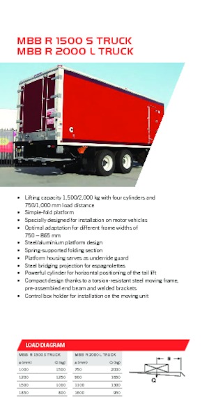 Plataformas de carga MBB Palfinger MBB R 2000 L TRUCK