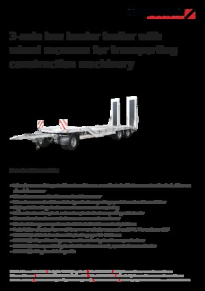 remolque lowbed Schwarzmüller 3-axle low loader trailer with wheel recesses for transporting construction machinery