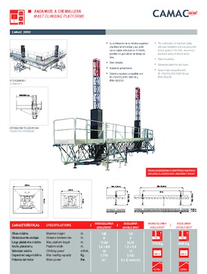 Plataformas elevadoras de mástil CAMAC Camac 3000