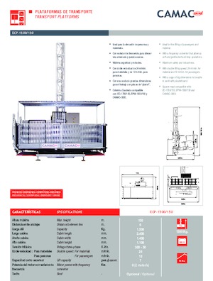 Elevadores Industriales CAMAC ECP 1500/150