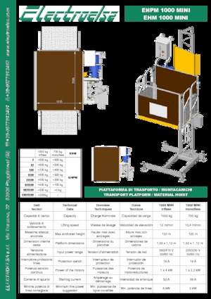 Elevadores Industriales Electroelsa EHPM 1000 Mini