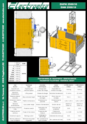Elevadores Industriales Electroelsa EHPM 2500/10