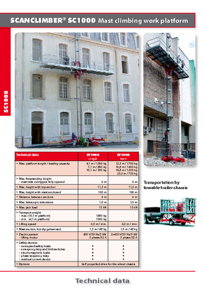 Plataformas elevadoras de mástil Scanclimber SC 1000 E