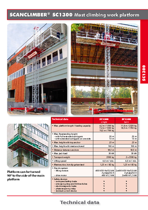 Plataformas elevadoras de mástil Scanclimber SC 1300 D