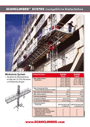 Plataformas elevadoras de mástil Scanclimber SC 4700 E