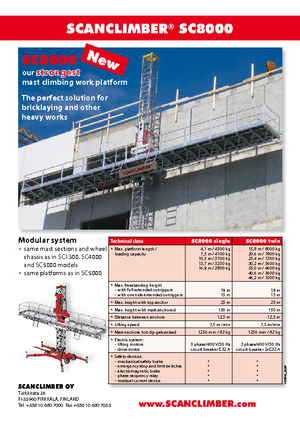 Plataformas elevadoras de mástil Scanclimber SC 8000 E