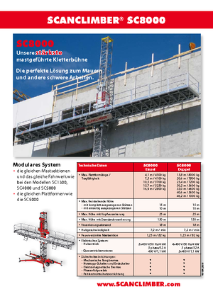Plataformas elevadoras de mástil Scanclimber SC 8000 E