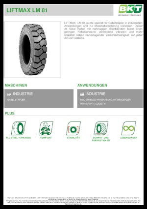 Neumáticos para manipulación de material BKT LIFTMAX LM 81 6.00 R 9
