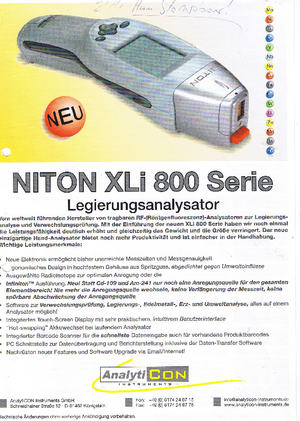 Analizadores para metal Niton XLi 800