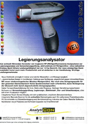 Analizadores para metal Niton XLt 800