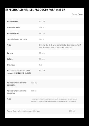 Miniexcavadoras Caterpillar 303E CR