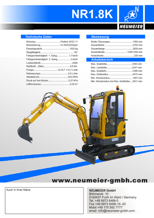 Miniexcavadoras Neumeier NR 1.8 K