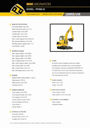 Miniexcavadoras PowerPlus PP40E-IX