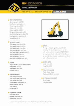 Miniexcavadoras PowerPlus PP60E-IX