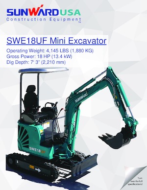 Miniexcavadoras Sunward SWE18UF