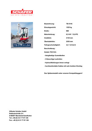 Miniexcavadoras Takeuchi TB 014 A