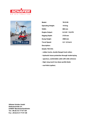 Miniexcavadoras Takeuchi TB 014 S