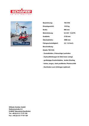 Miniexcavadoras Takeuchi TB 014 S