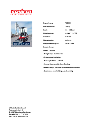 Miniexcavadoras Takeuchi TB 016 A