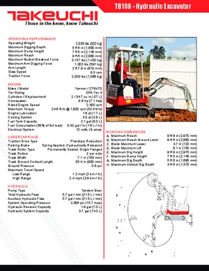 Miniexcavadoras Takeuchi TB 108 Hybrid