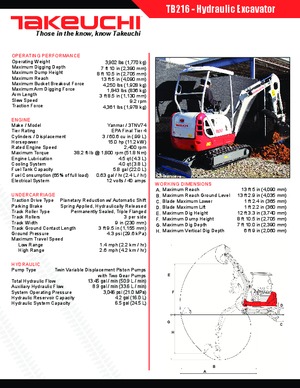 Miniexcavadoras Takeuchi TB216S