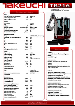 Miniexcavadoras Takeuchi TB216S