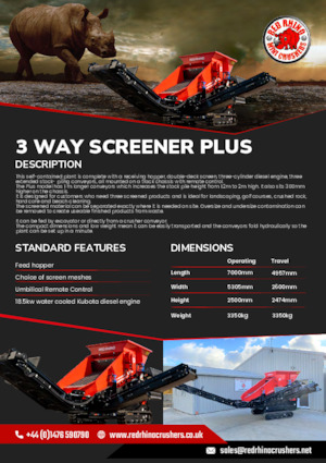 Platas cribadoras móviels Red Rhino 3 WAY SCREENER PLUS
