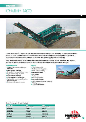 Platas cribadoras móviels Powerscreen Chieftain 1400